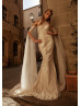 Halter Neck Ivory Lace Tulle Wedding Dress With Detachable Sleeve